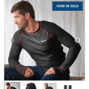 Sharper Image Men's Black and Red Long Sleeve Shirt